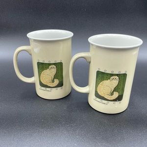 Pair of OTAGIRI American Folk Art Cat Mugs